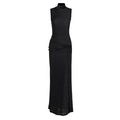 Xmzty | European-American Black Silk Sleeveless Knee-Length Dress for Women