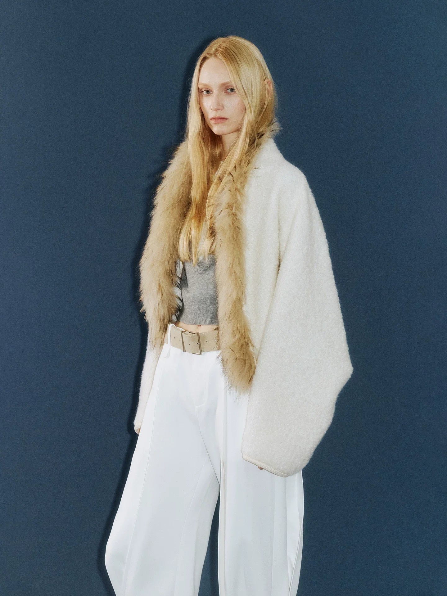 Xmzty | Bat-Sleeve Woolen Coat for Women – Loose Retro Cardigan