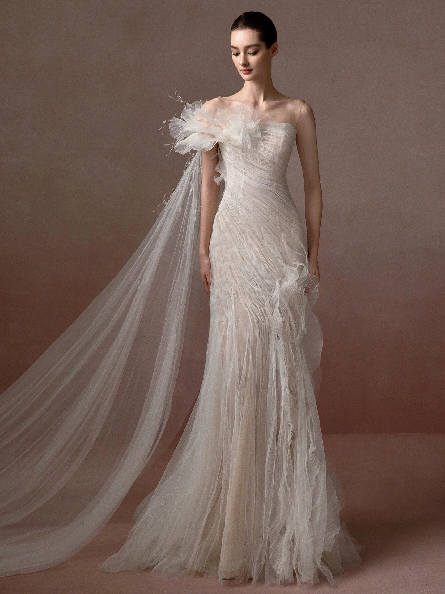 Xmzty | French Classic Light Mermaid Wedding Dress with Veil