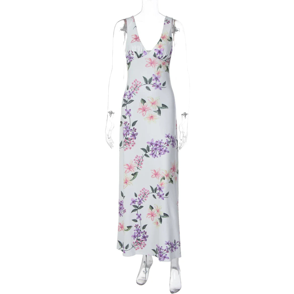 Xmzty | French Resort Floral V-Neck Suspender Knee-Length Dress for Women
