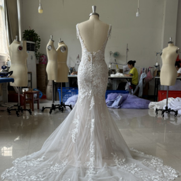 Xmzty | European-American High-End Hollow Lace Mermaid Tail Wedding Dress