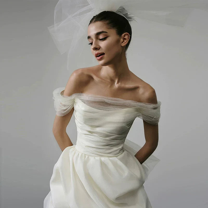 Xmzty | French High-End One-Shoulder Wedding Dress with Light Luxury Tutu Skirt