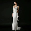 Xmzty | French Satin Light Backless Mermaid Wedding Dress