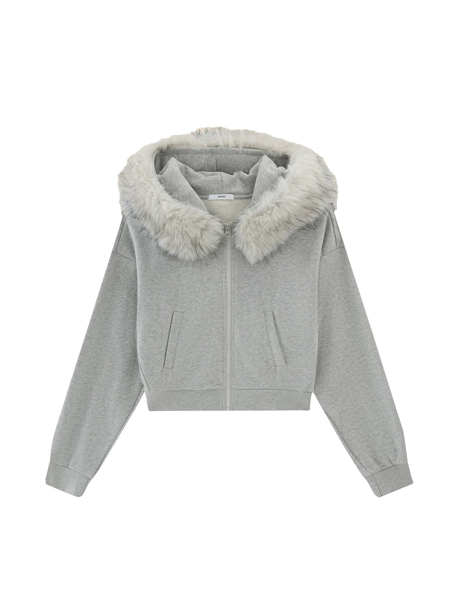 Xmzty | American Retro Detachable Hood Fur Collar Short Jacket