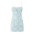 Xmzty | French Sexy Blue Floral Lace Strapless Bodycon Dress for Women