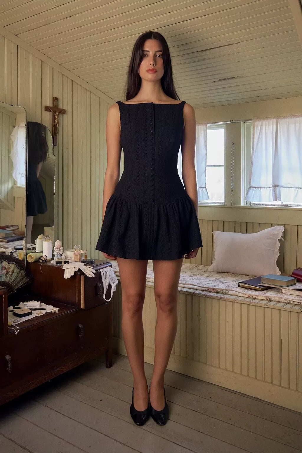 Xmzty | American Retro Lace Embroidered Backless Sleeveless Suspender Dress