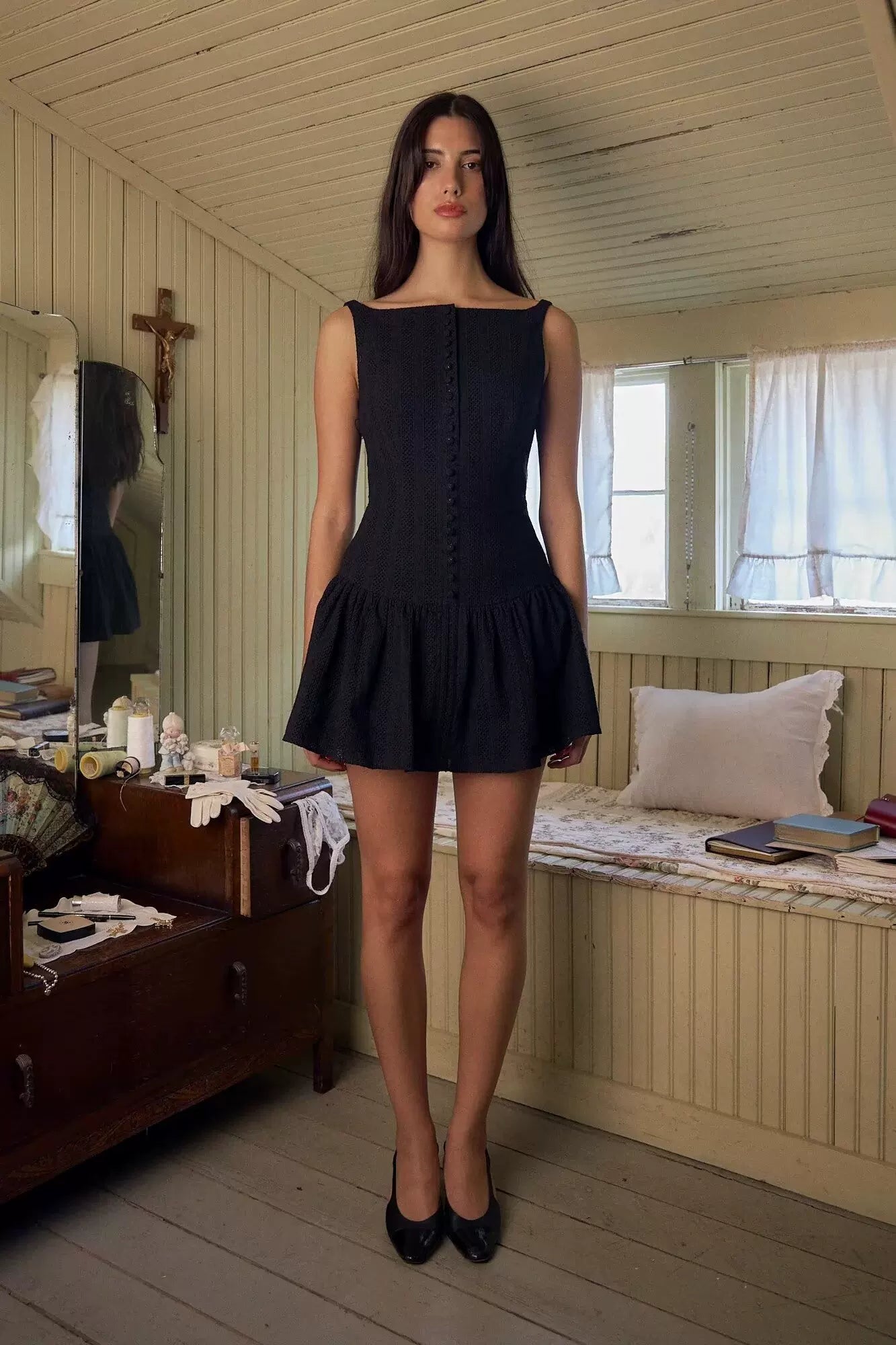 Xmzty | American Retro Lace Embroidered Backless Sleeveless Suspender Dress