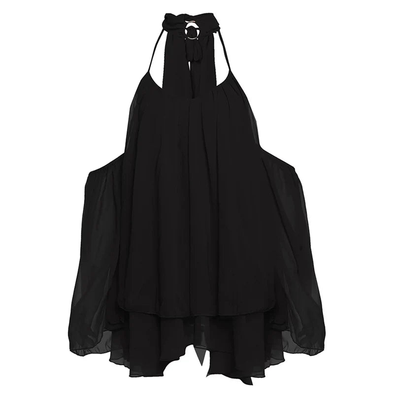 Xmzty | European-American Mesh Spliced Layered Suspender Mini Dress for Summer