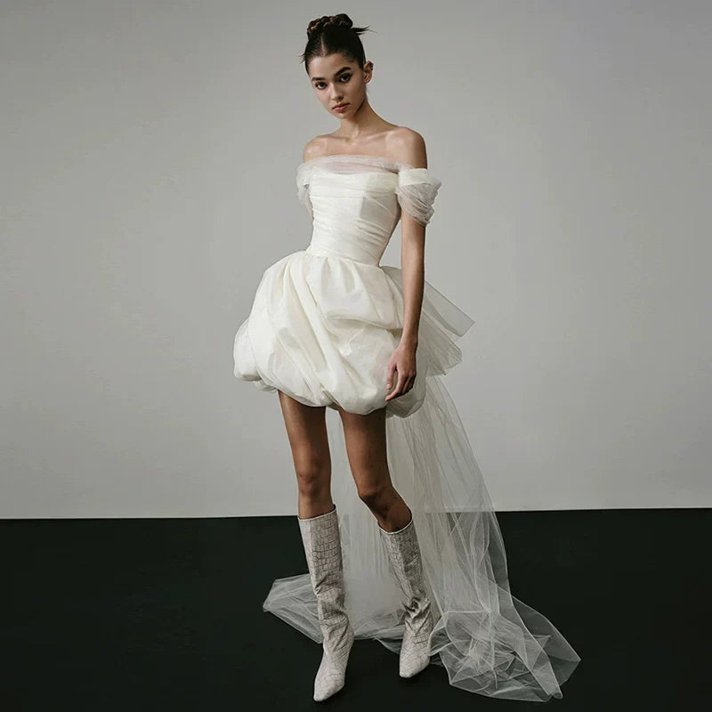 Xmzty | French High-End One-Shoulder Wedding Dress with Light Luxury Tutu Skirt