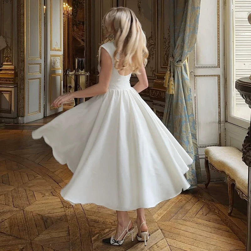 Xmzty | French Solid Color Sleeveless Backless Slim Dress