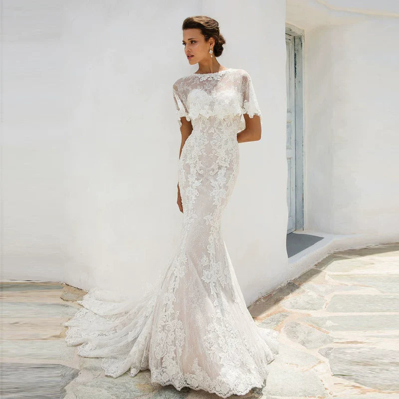 Xmzty | French Tube Top Fishtail Wedding Dress with Slimming Lace Tail