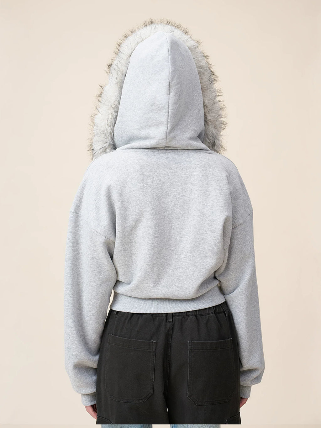 Xmzty | American Retro Detachable Hood Fur Collar Short Jacket