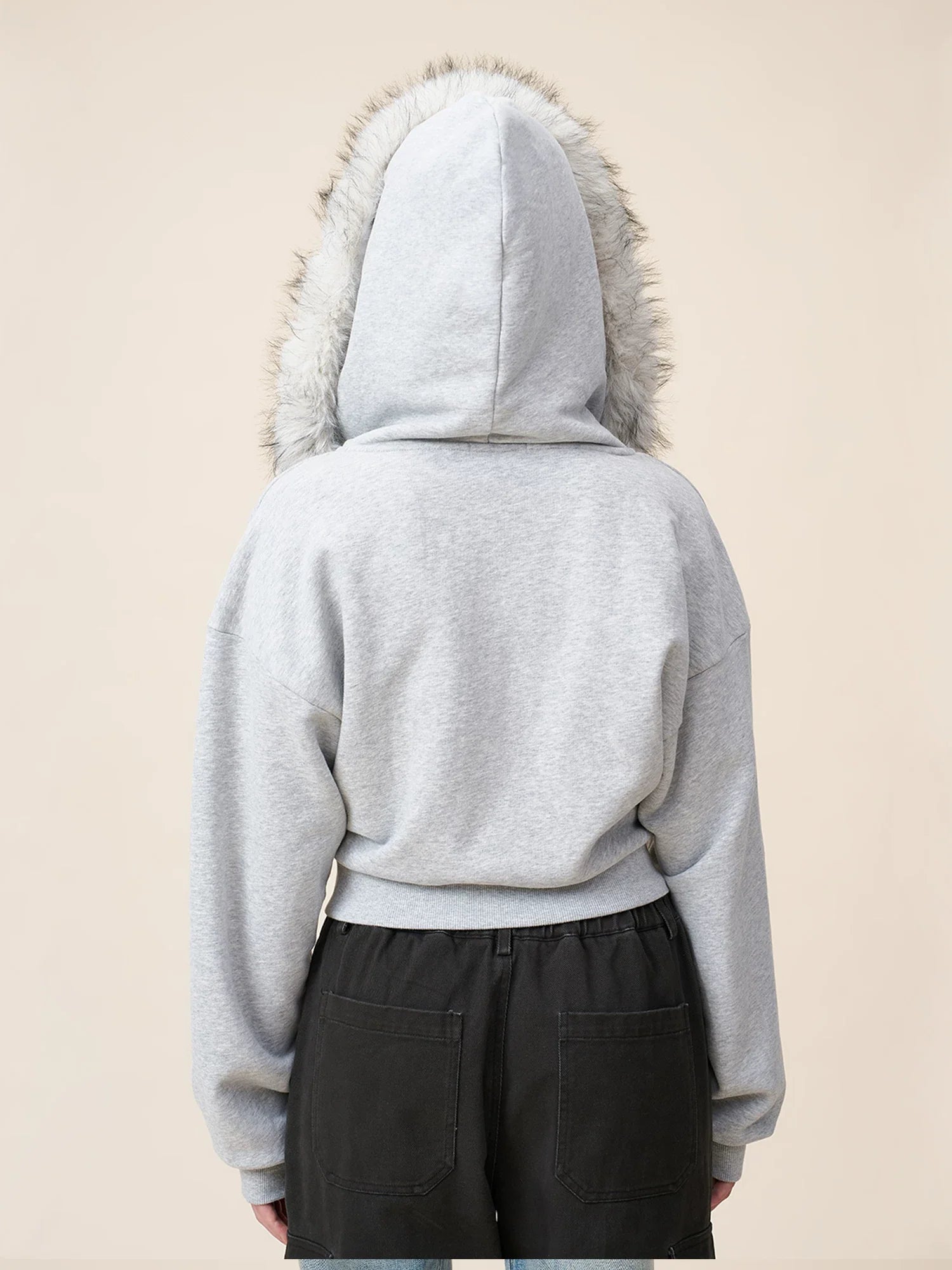 Xmzty | American Retro Detachable Hood Fur Collar Short Jacket