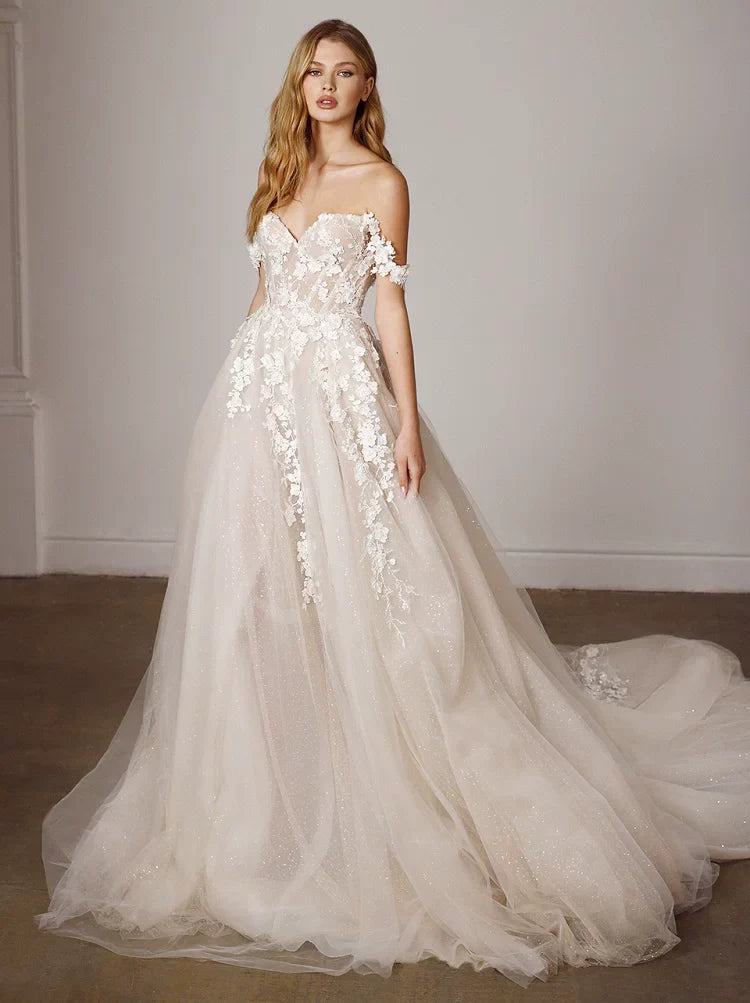 Xmzty | French Fairy One-Shoulder Lace Wedding Dress with Trailing Slim Silhouette