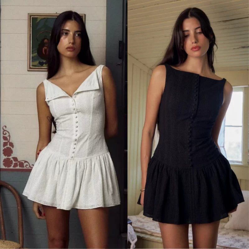 Xmzty | American Retro Lace Embroidered Backless Sleeveless Suspender Dress