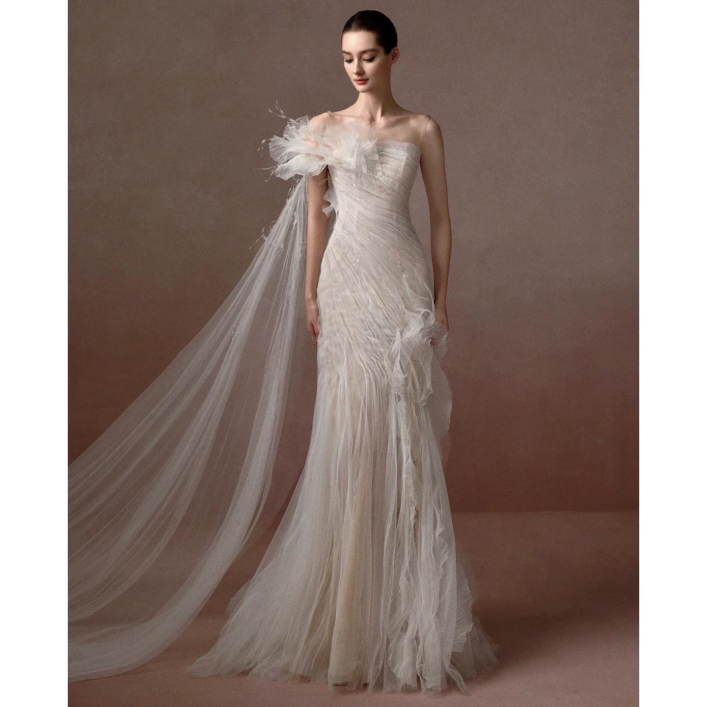 Xmzty | French Classic Light Mermaid Wedding Dress with Veil