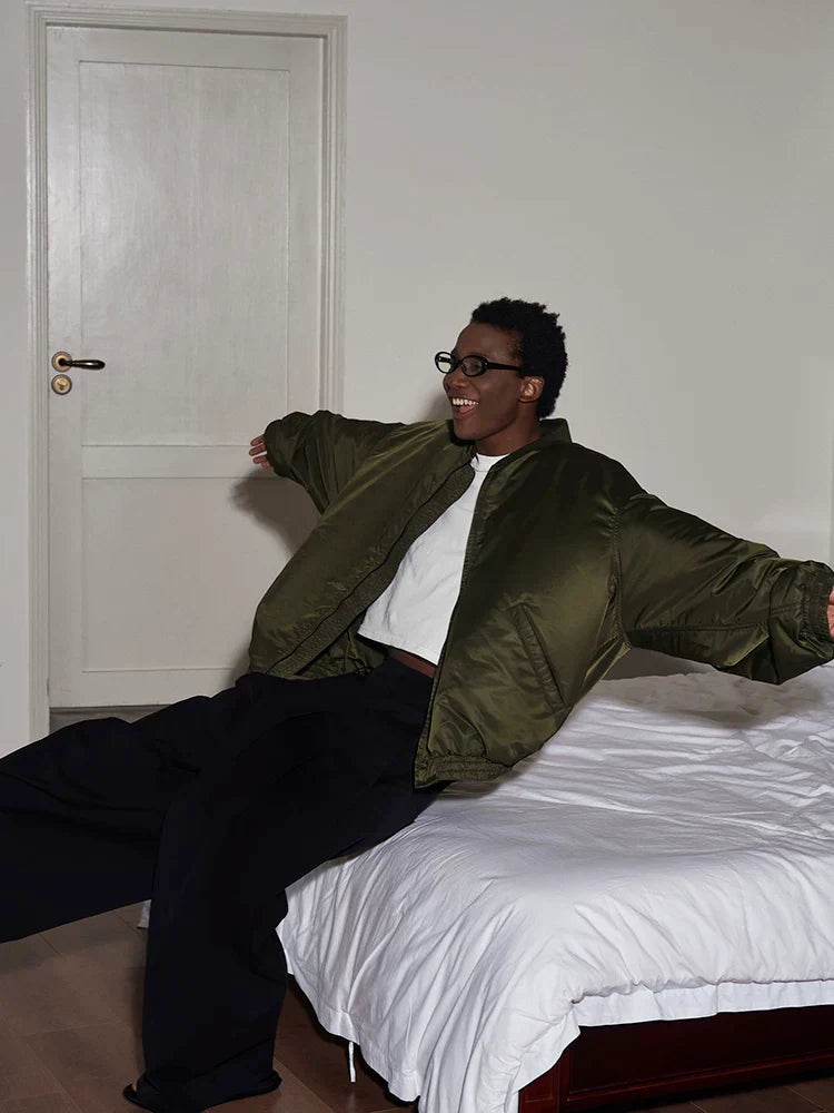 Xmzty | Oversized Sleeve Bomber Jacket for Women