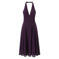 Xmzty | French Romantic Purple Halter Neck Backless Deep V Dress for Women