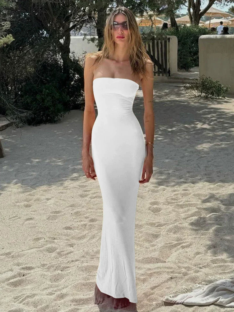 Xmzty | European-American One-Shoulder Tube Top High-Waist Dress for Women