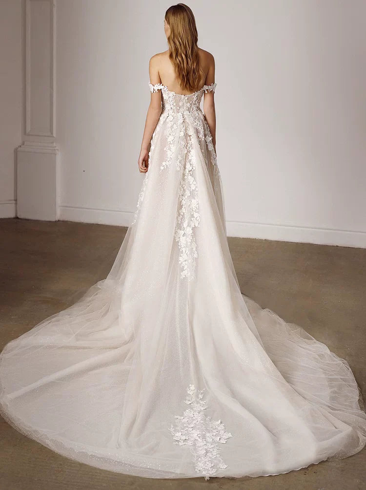 Xmzty | French Fairy One-Shoulder Lace Wedding Dress with Trailing Slim Silhouette