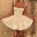 Xmzty | French Ballet-Inspired White Lace Suspender Mini Dress for Women