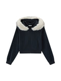 Xmzty | American Retro Detachable Hood Fur Collar Short Jacket