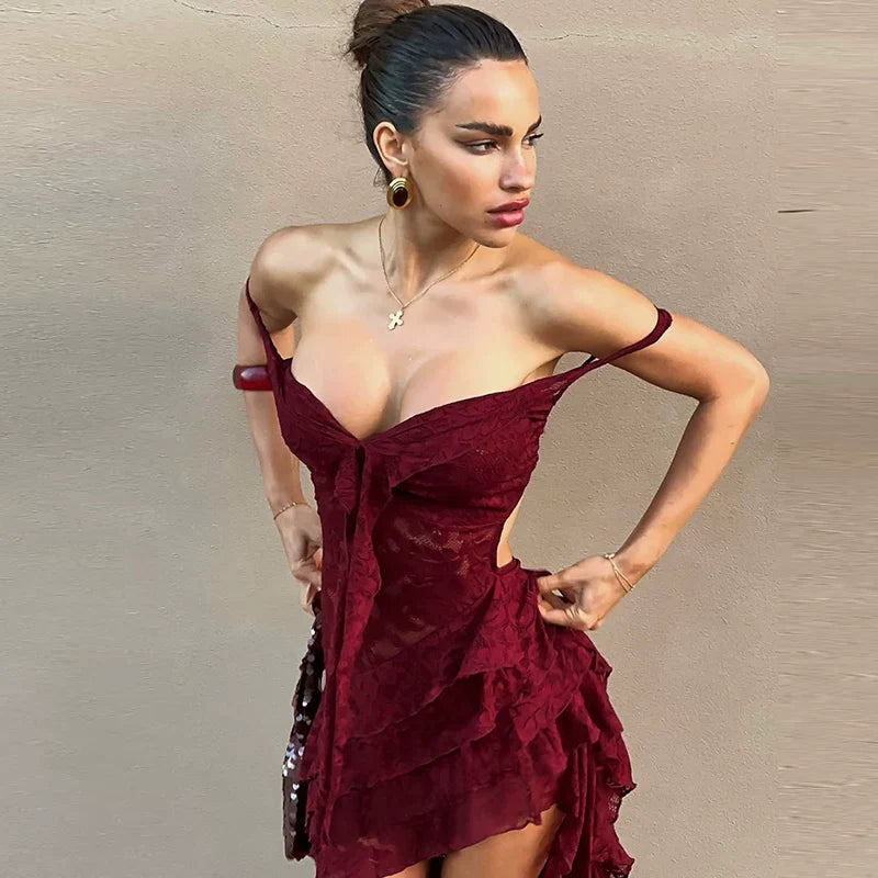 Xmzty | Sexy Layered Strappy Sheer Bodycon Dress for Women