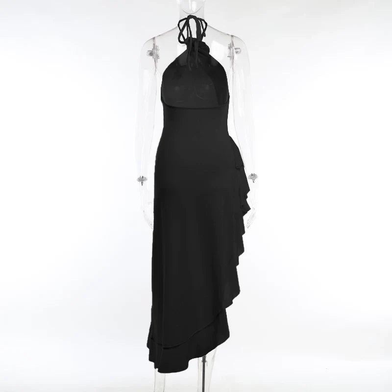 Xmzty | European-American Sexy Hanging Neck Dress for Women with Irregular Skirt