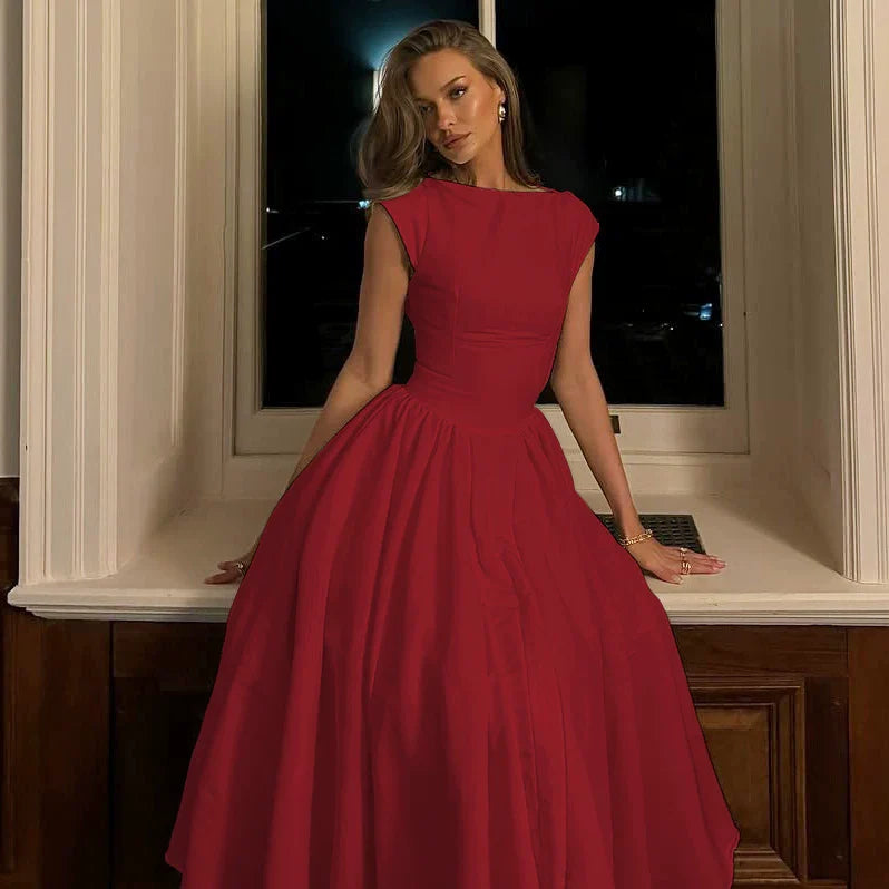 Xmzty | French Solid Color Sleeveless Backless Slim Dress