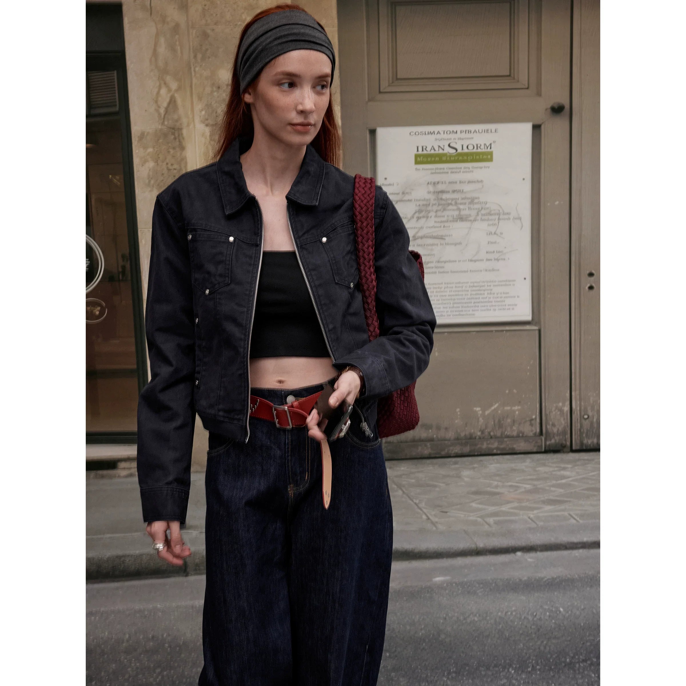 Xmzty | American Retro Short Motorcycle Jacket for Women