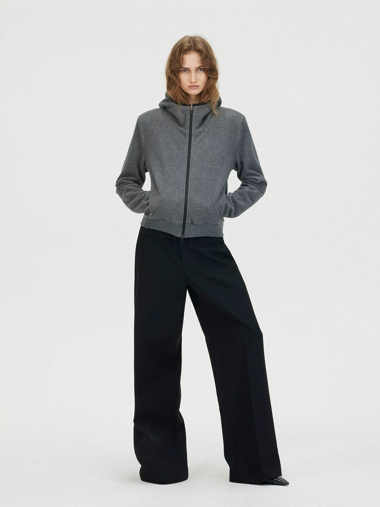 Xmzty | Detachable Shoulder Polar Fleece Jacket with Contrast Zipper