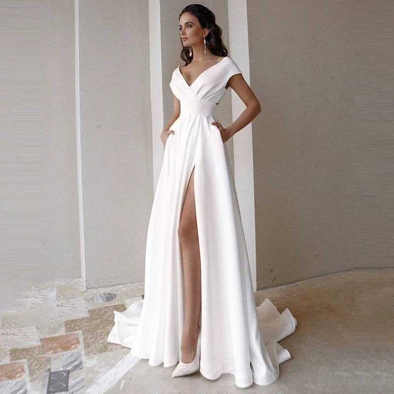 Xmzty | Ladylike V-Neck Backless Waist-Defining Maxi Dress for Dinner Parties