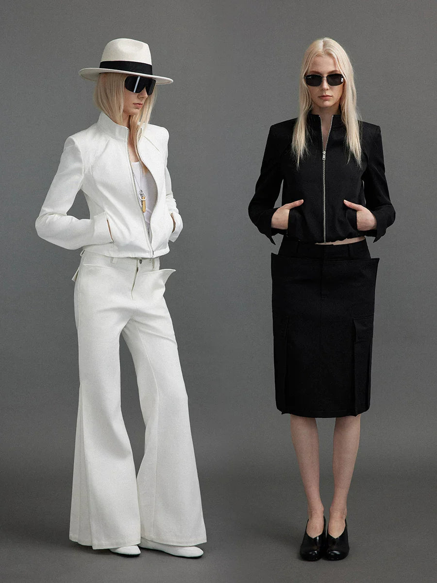 Xmzty | Stand Collar Slim-Fit Right Shoulder Zip Jacket