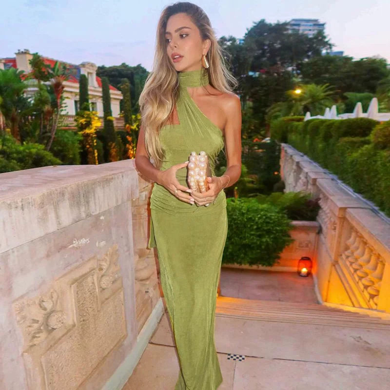 Xmzty | European-American One-Shoulder Slim Tube Top Dress with Streamer Splicing for Women