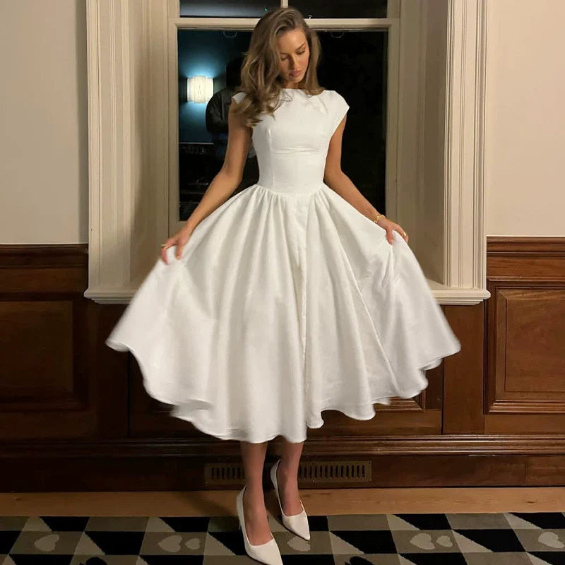 Xmzty | French Solid Color Sleeveless Backless Slim Dress