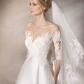 Xmzty | Satin One-Shoulder French Forest-Inspired Wedding Dress with Lace Trailing Skirt