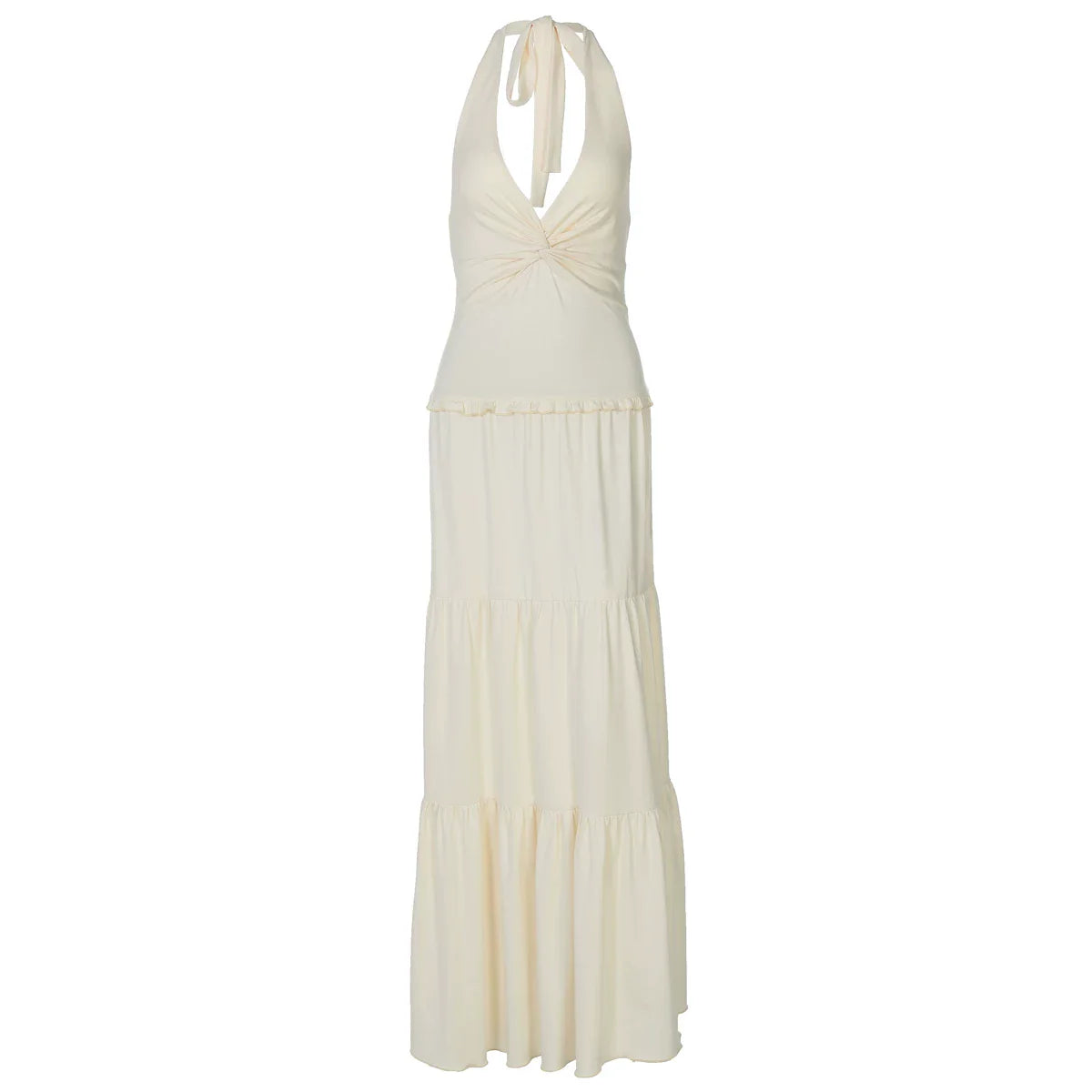 Xmzty | Resort Style Twist Neck Backless Sleeveless Long Dress