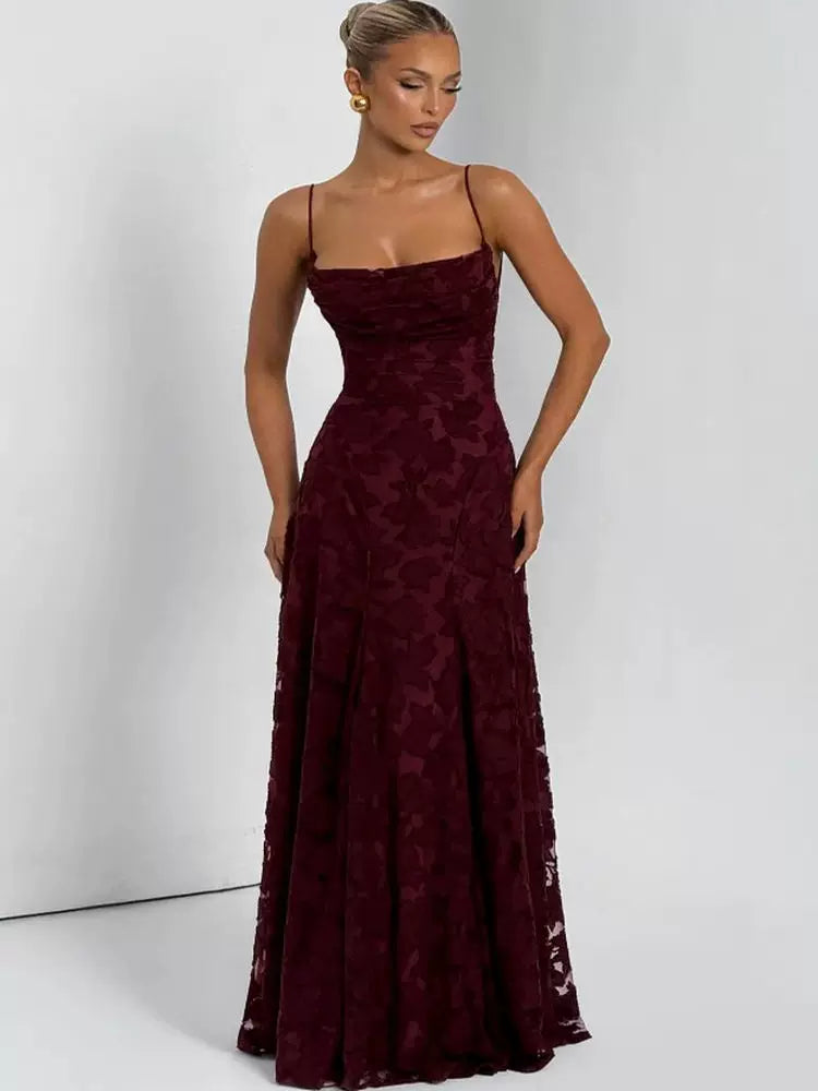 Xmzty | French High-End Romantic Backless Jacquard Suspender Dress for Women